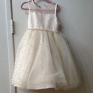 American Princess Cream Tulle Dress with Pearl Details